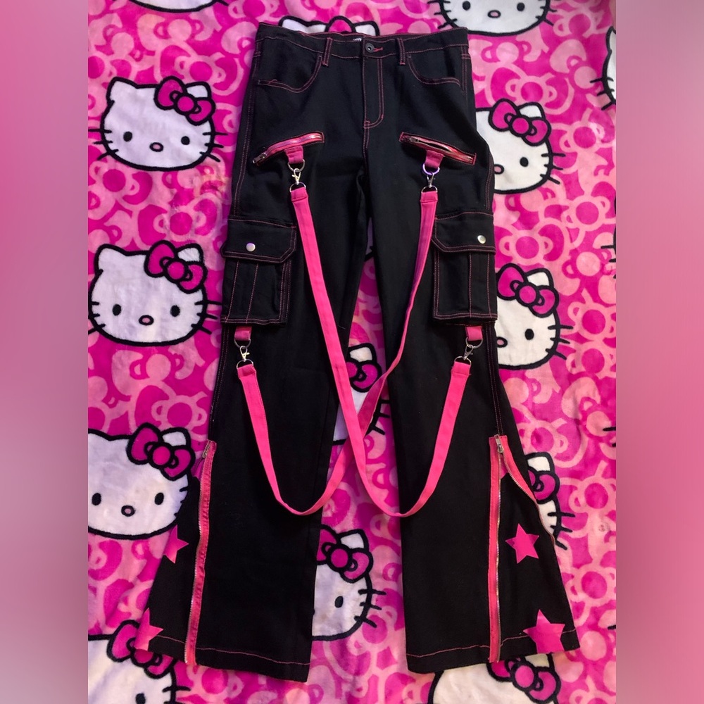 hot topic pink and black star tripp pants